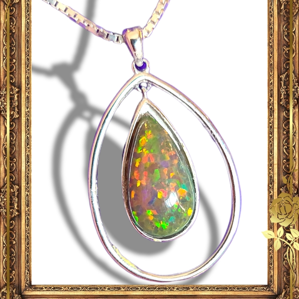 11 carat Black Opal(Ethiopian) 925 pendant